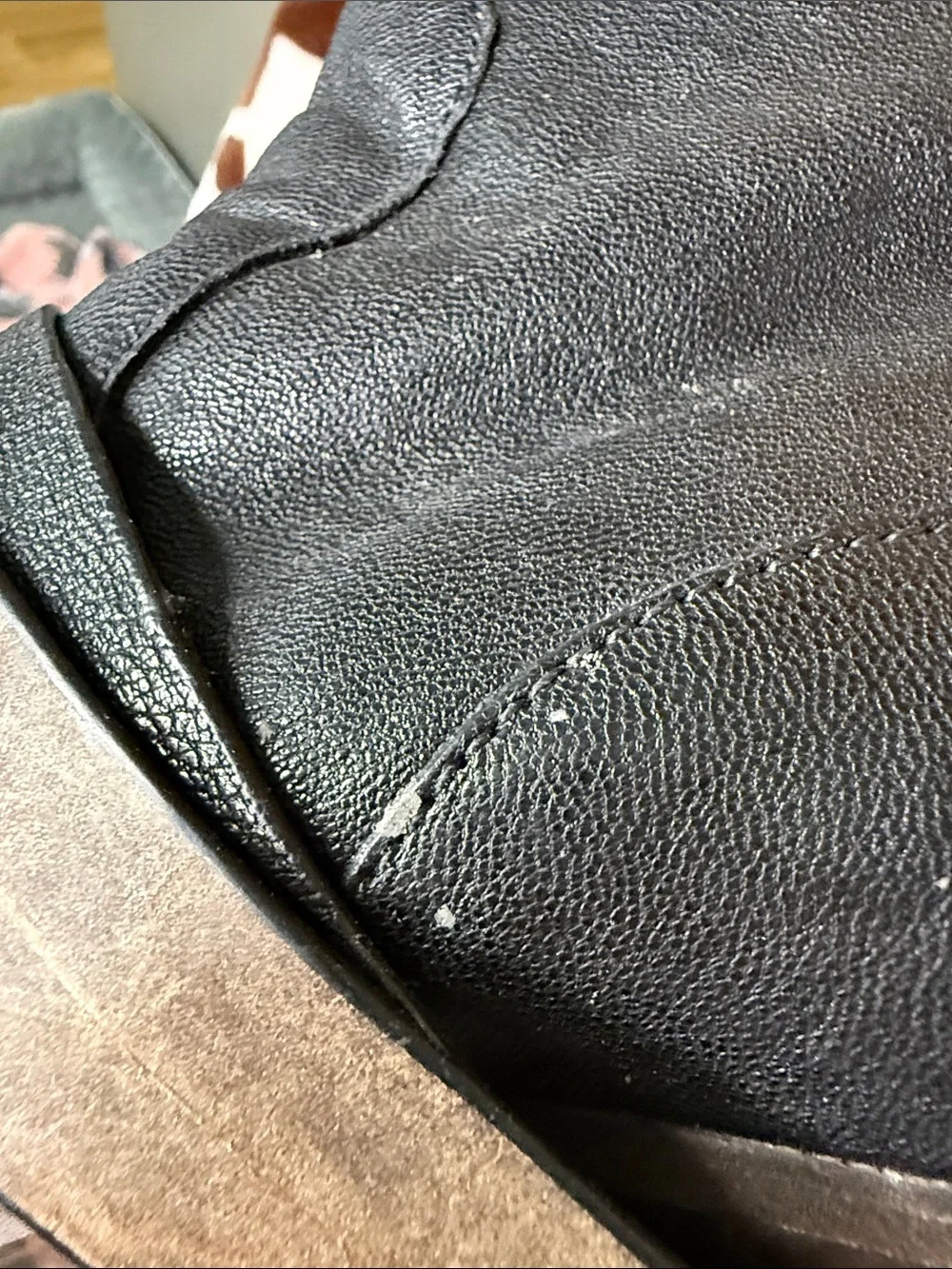 Steve Madden Black Over-the-Knee Leather Boots with Brown Buckle Strap